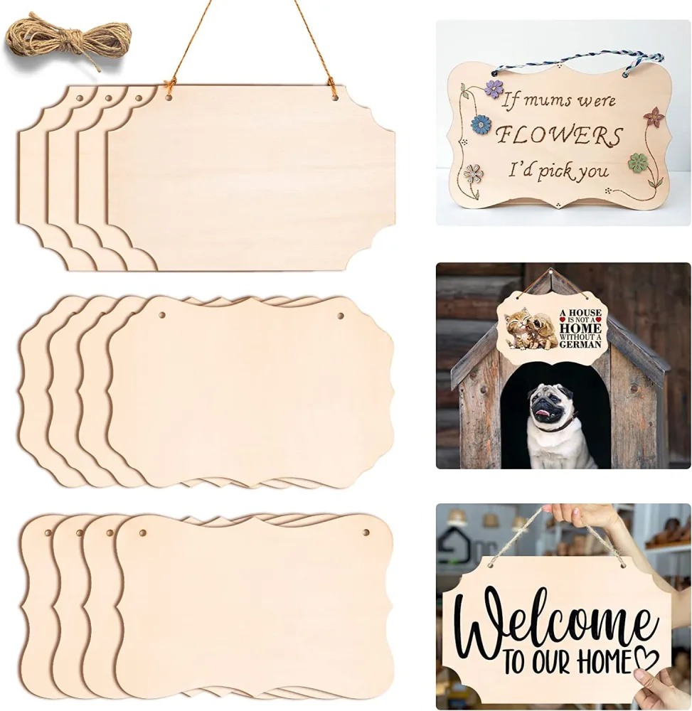 1 Set of Blank Wooden Door Plaques Craft Wood Door Signs Blank Wooden Signs for Crafts