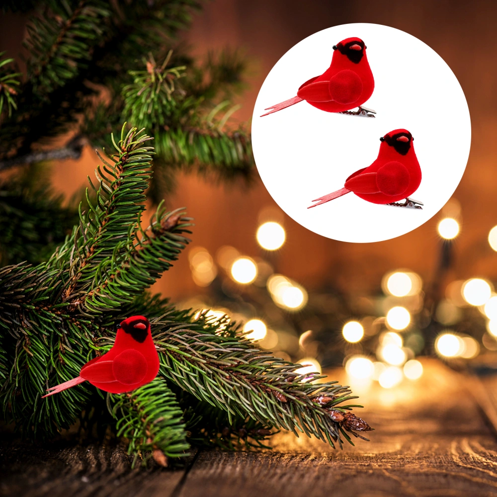 10Pcs Red Christmas Cardinal Birds with Clip Xmas Tree Wreath Garland Decoration