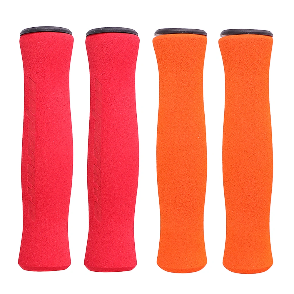 4pcs High-density Wear-resistant Sponge Handle Grips (A Pair of Red and Orange)