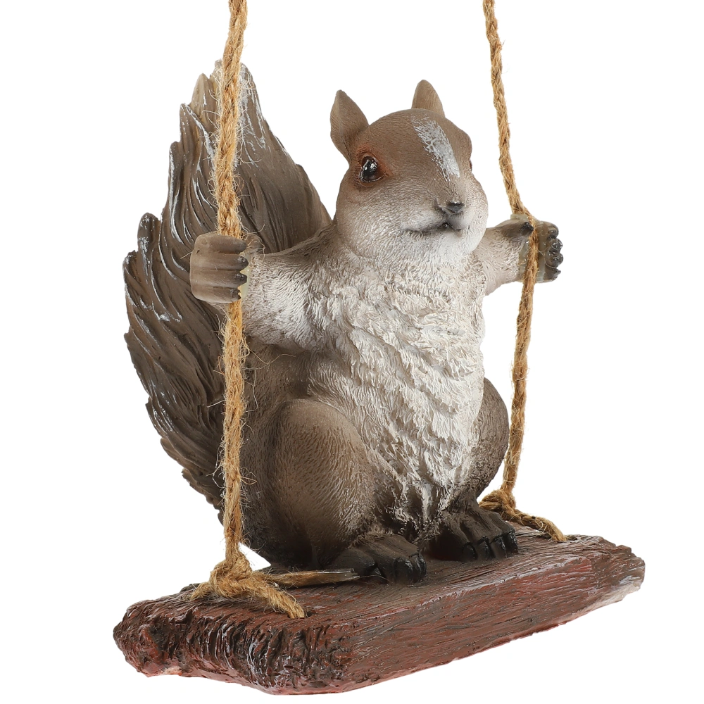 Decorative Resin Squirrel Figurine Hanging Ornament Garden Swing Animal Statue