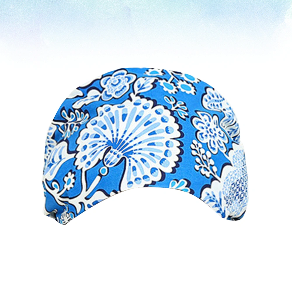 Blue White Flower Nurse Doctor Hat Fashion Adjustable Strap Headcloth Cotton Operating Room Hat Working