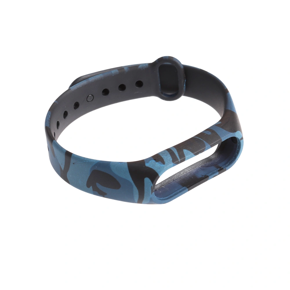 Watchband Armband Printing Wristband Bracelet Strap Vervanging Smartband for Xiaomi 2 Band (Camouflage Blue)