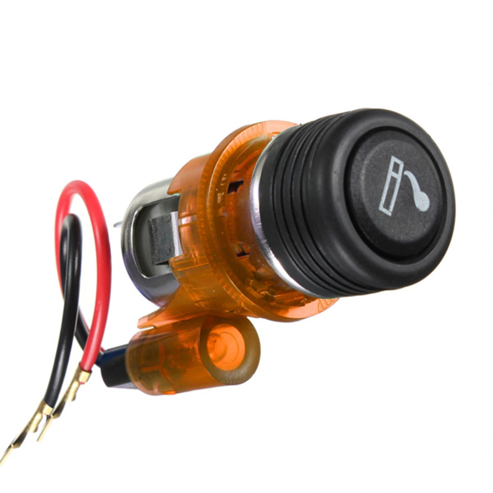 Universal Illuminous Car Cigarette Lighter Assembly 12V for Auto Motorcycle with Socket & Cable (Orange)