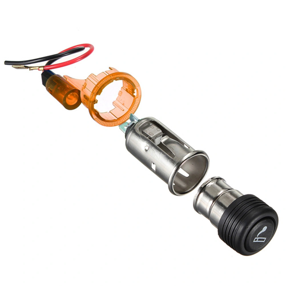 Universal Illuminous Car Cigarette Lighter Assembly 12V for Auto Motorcycle with Socket & Cable (Orange)