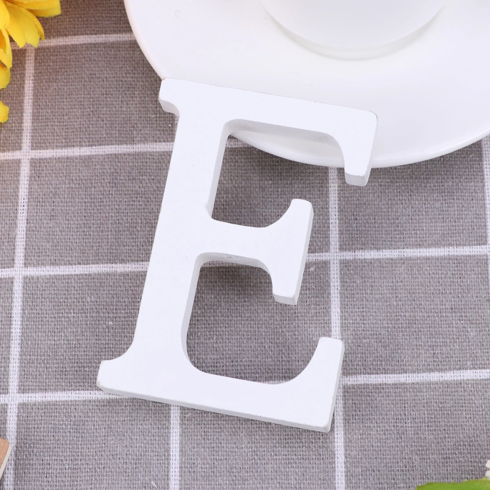 Wood Letter E Decor Simple DIY Alphabet Letter for Wedding Party Birthday Home Store (White, 8cm)