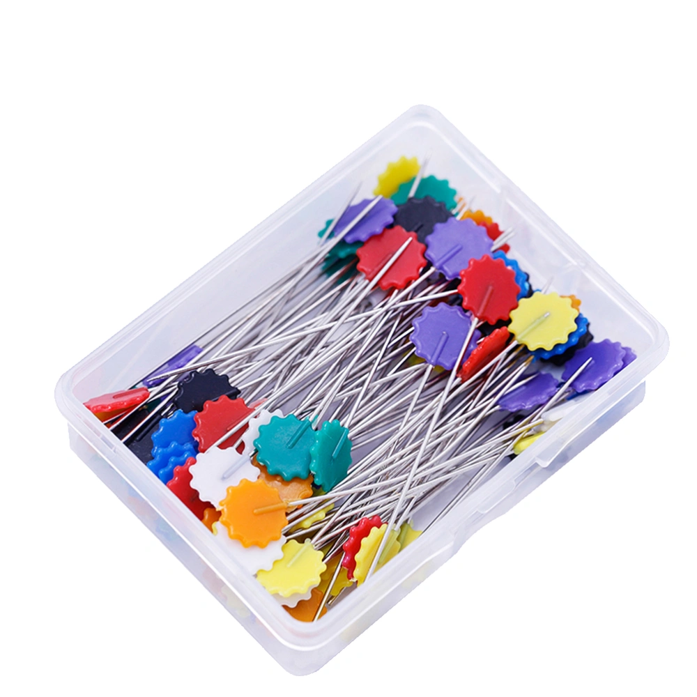 50pcs DIY Sewing Box Colorful Flat Flower Head Straight Clothing Accessories Needle for Craft Decoration Dressmaker Quilting