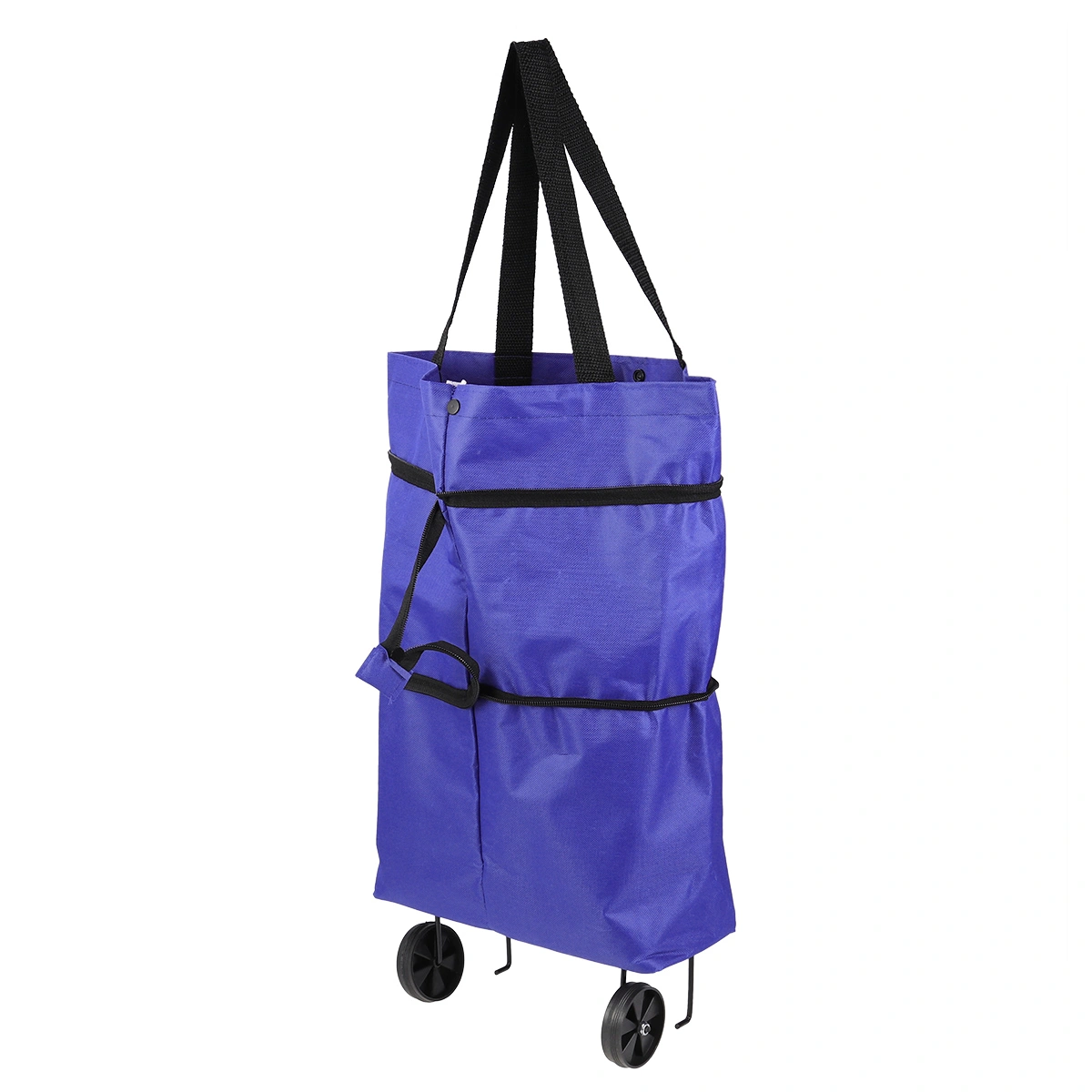 Fashion Folded Shopping Cart Portable Car Luggage Cart Folded Tug Bag Collapsible Shopping Cart Vegetables Organizer Trolley Car(Blue)