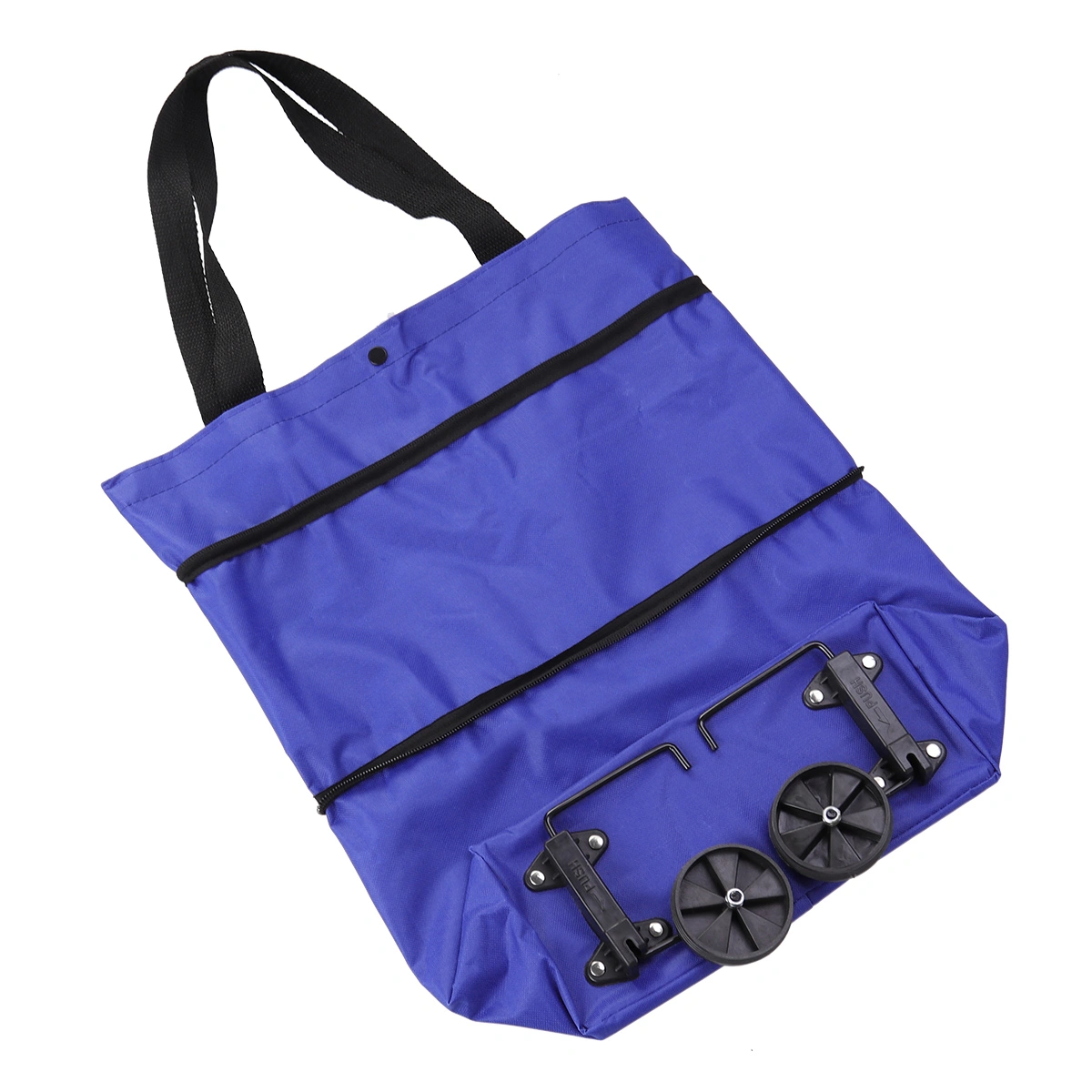 Fashion Folded Shopping Cart Portable Car Luggage Cart Folded Tug Bag Collapsible Shopping Cart Vegetables Organizer Trolley Car(Blue)