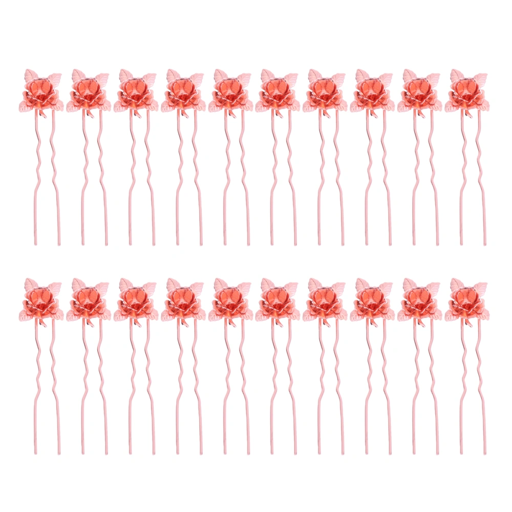 20pcs Flower Design Hairpins U Hair Clips Fahsion Headdress Hair Accessories for Wedding Party