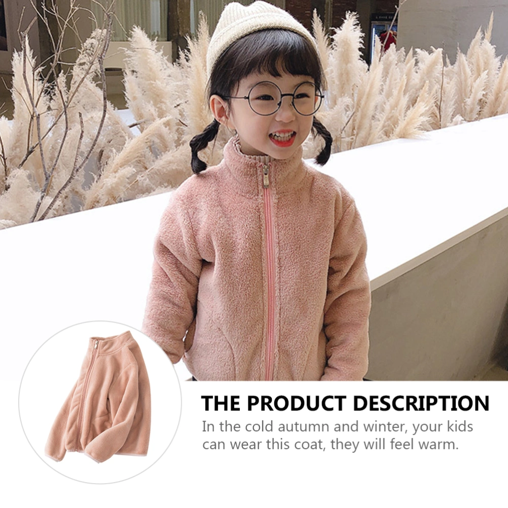 1Pc Fashionable Children Coat Warm Coral Fleece Coat Thickened Kids Outerwear