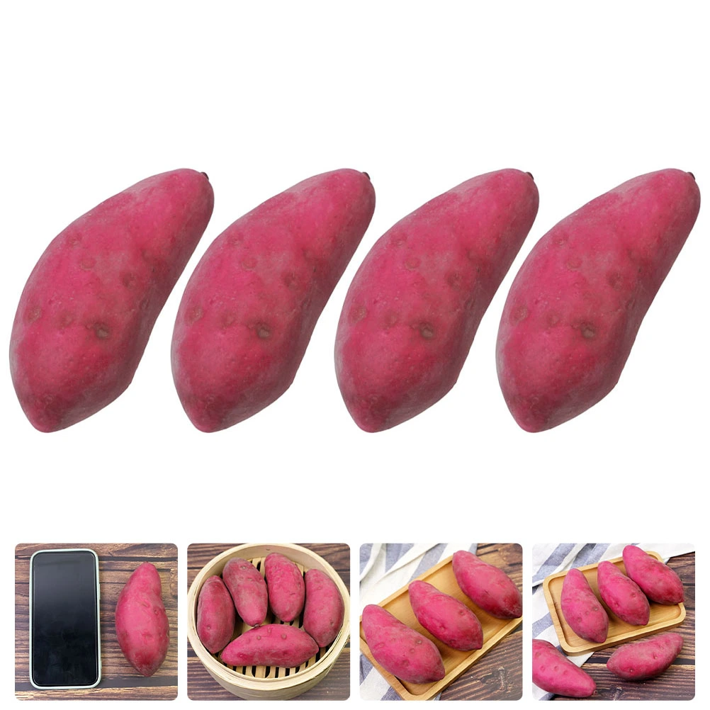 4Pcs Artificial Lifelike Sweet Potato Foams Sweet Potato Decorations Shooting Props