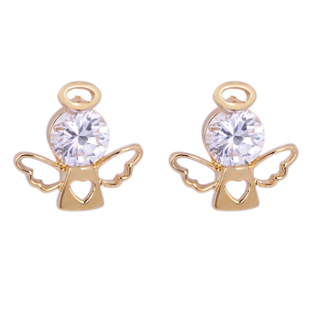 Pair of Angle Style Women's Girls Zircon Decored Eardrop Earrings Ear Studs (White)