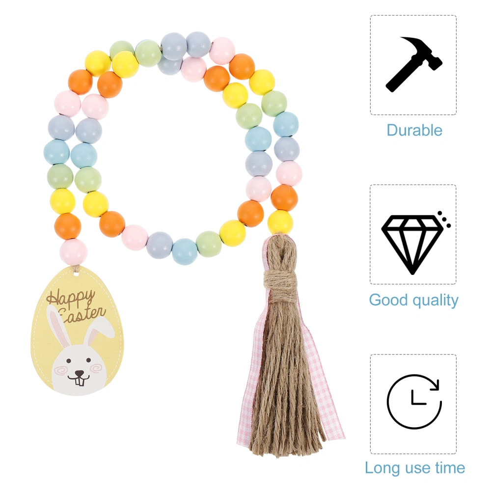 Wooden Beads Garland with Tassel Easter Wood Beads Rustic Country Garland Prayer Beads