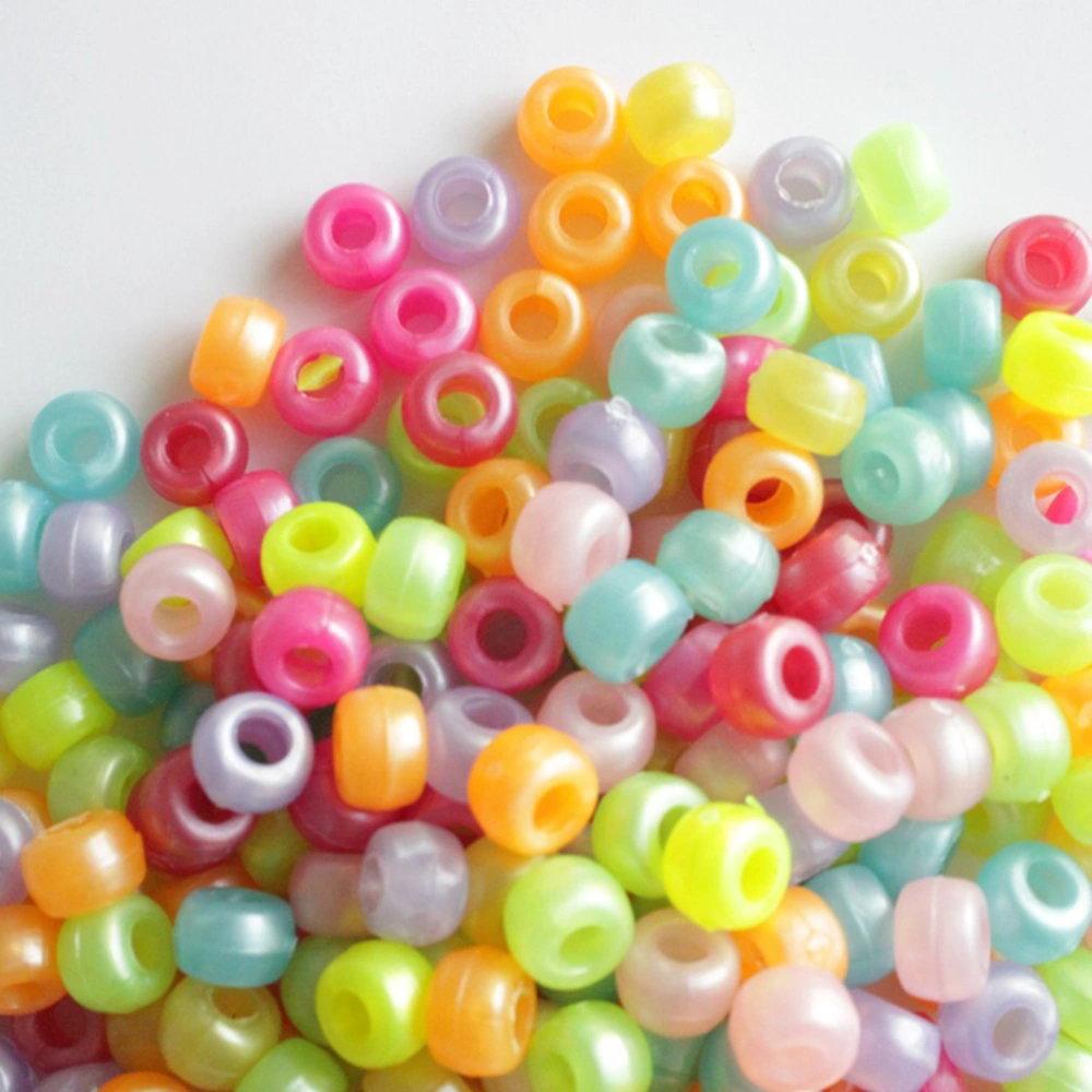 1000pcs Plastic Loose Beads Sets DIY Beads Kits Kids DIY Necklaces Bracelet Jewelery Craft Making Large Hole Beads (Mixed Color)