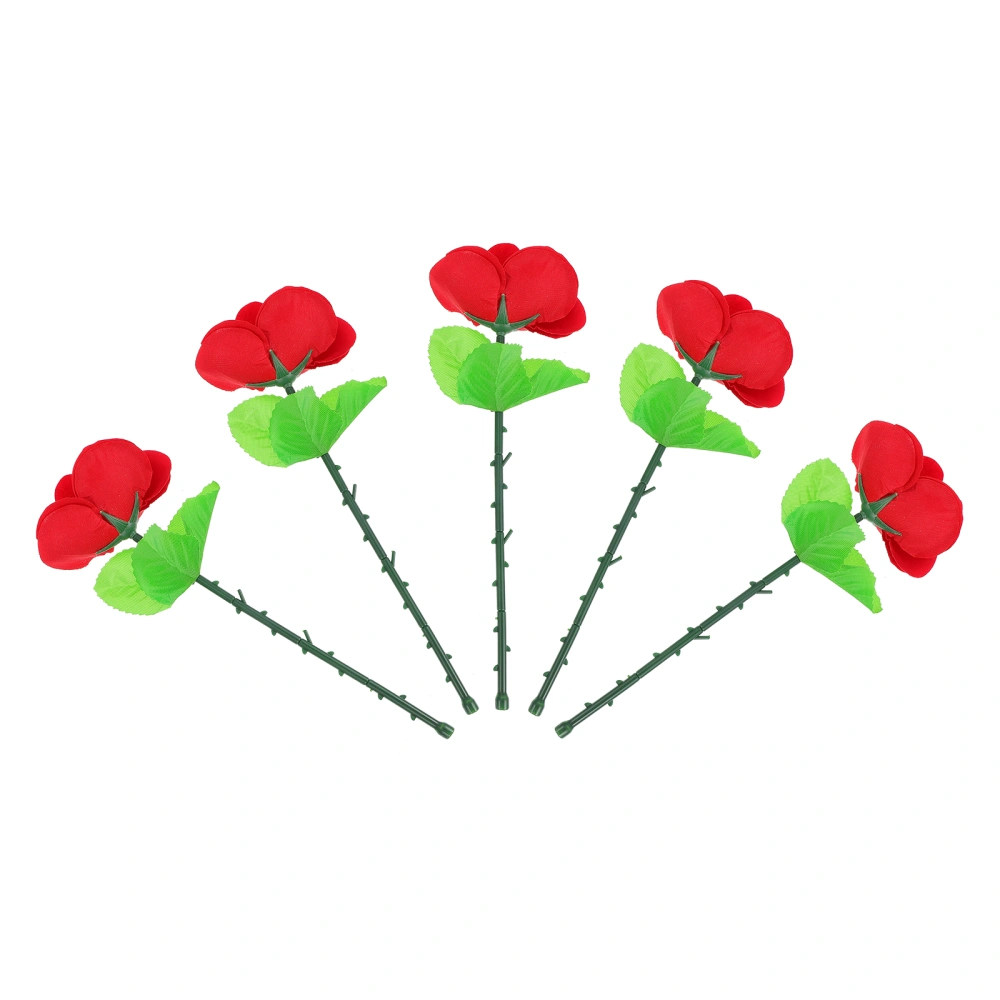 5Pcs Performing Rose Props Chic Fake Rose Props Delicate Rose Adornments