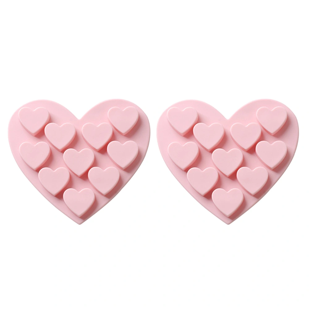 2pcs Pink 10 Grid Creative DIY Cake Tray Heart Design Mold Silicone Chocolate Mold Valentines Day Dessert Fondant Soap Accessary Baking Supplies for Handcraft Making 