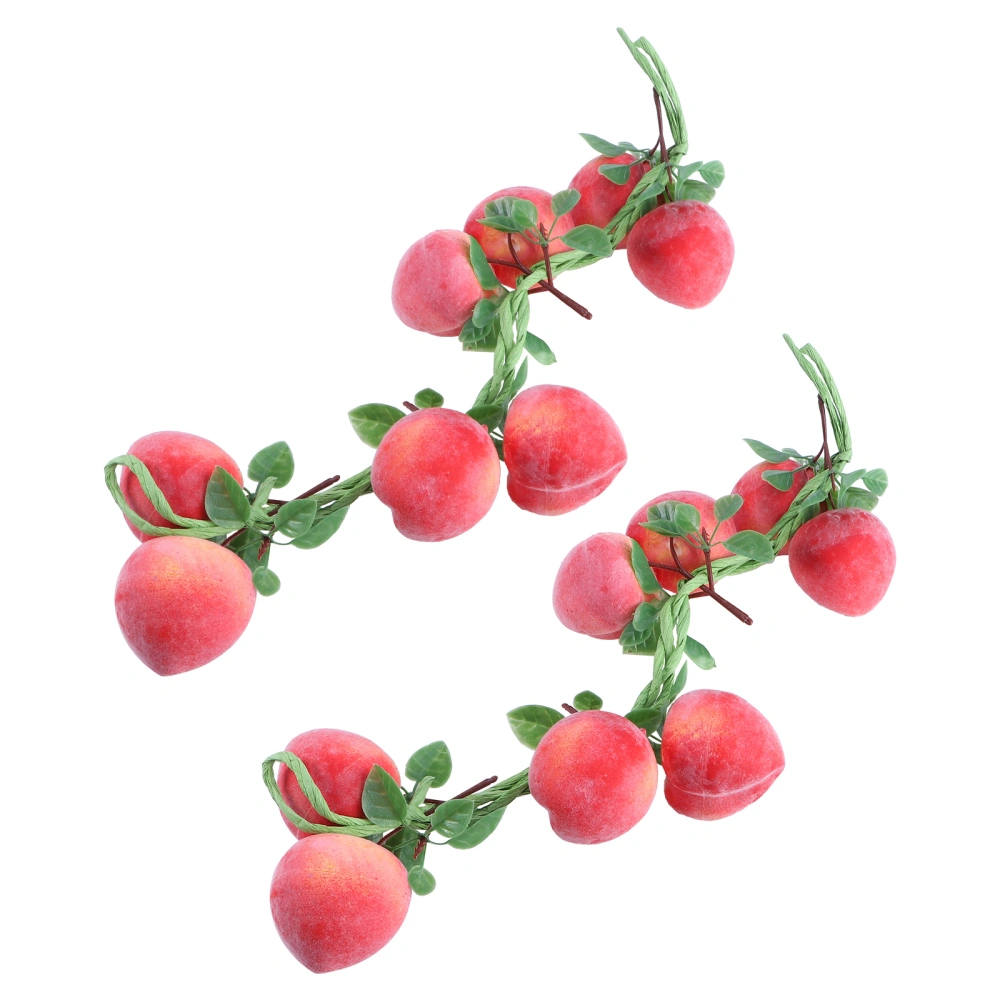 2pcs Simulation Fruit Peach Hanging Pendant Lifelike Fake Fruit Props Home Decor