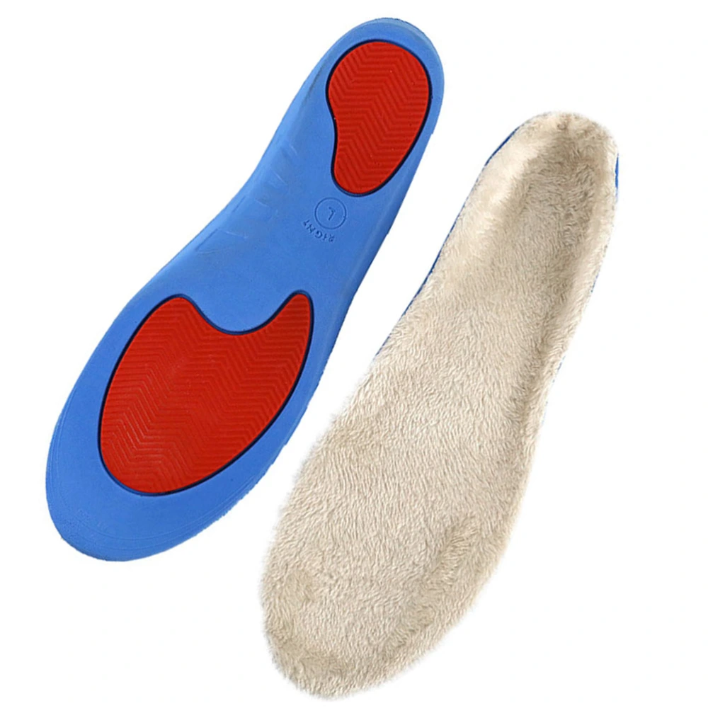 1 Pair of Warm Insoles PU Thickened Plush Absorption Shoe Pads for Cold Days Winter - Size M (White)