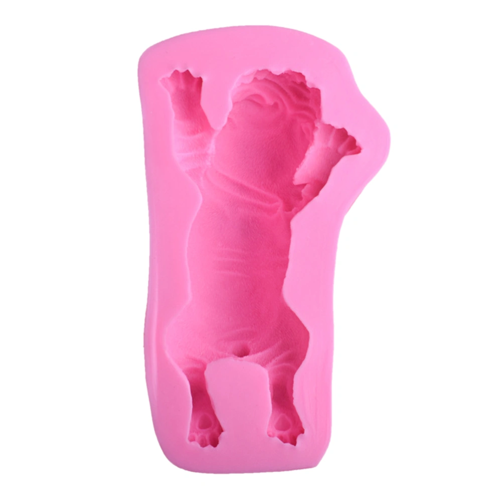 3D Shar Pei Silicone Fondant Mold Pug Dog Chocolate Mousse Cake Mold Polymer Clay Mold (Pink)