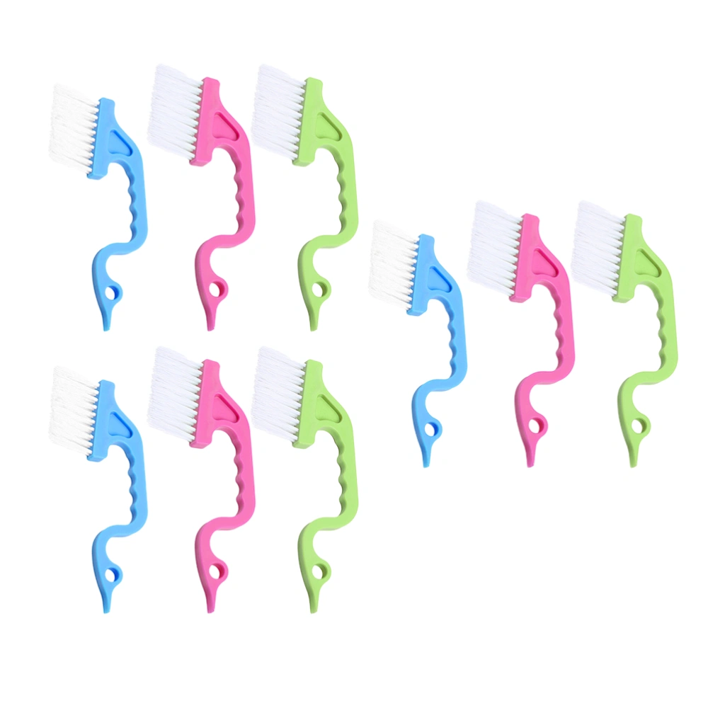 9Pcs Window Groove Brush Handheld Slot Cleaning Brush Creative Gap Brushes (Rosy, Blue, Green for Each 3Pcs)