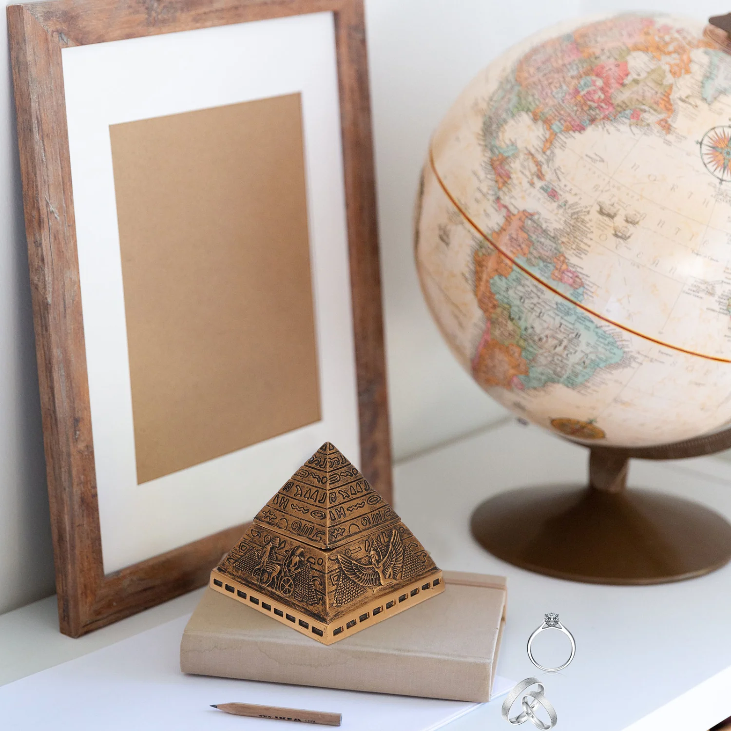 Egyptian Pyramids Design Jewelry Box Earrings Rings Storage Case Mysterious Resin Craft Pill Storage Box