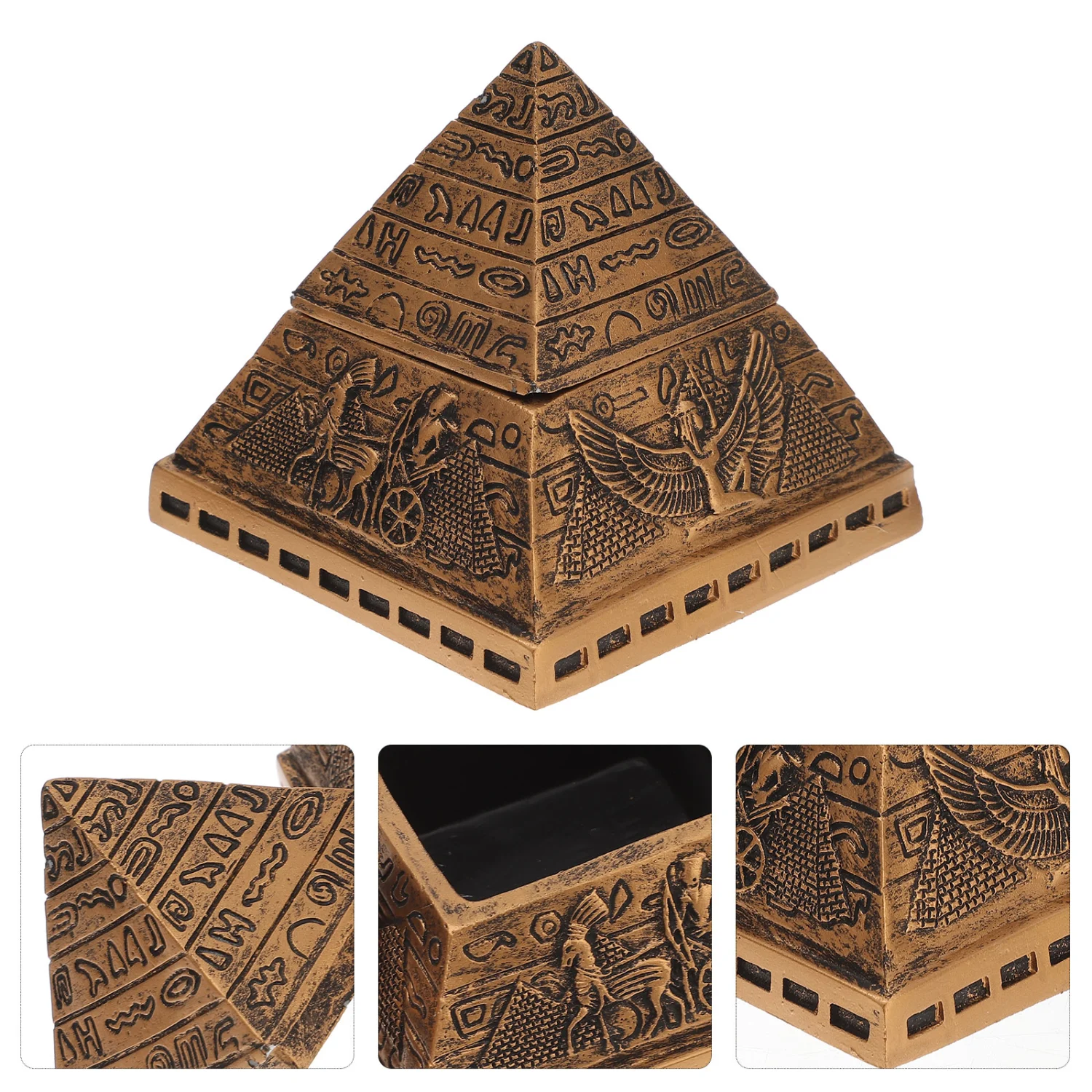Egyptian Pyramids Design Jewelry Box Earrings Rings Storage Case Mysterious Resin Craft Pill Storage Box