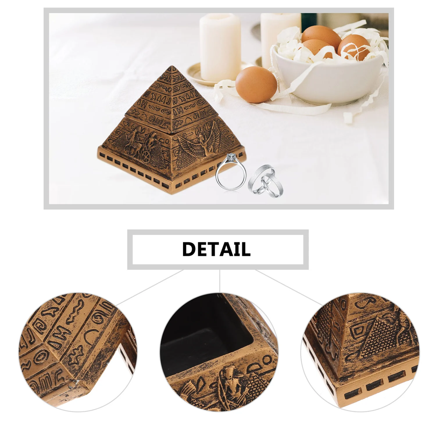 Egyptian Pyramids Design Jewelry Box Earrings Rings Storage Case Mysterious Resin Craft Pill Storage Box