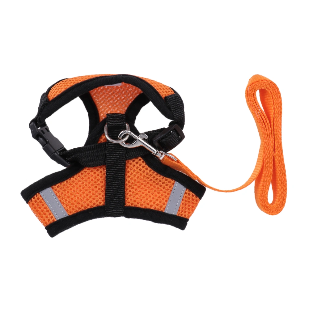 Mesh Harness with Vest Collars Chest Back Chest Strap Pet Supplies Breathable Adjustable Vest for Small Pets Puppies Cats Dogs （Size L Orange)