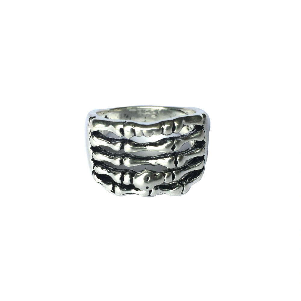 Mens Skeleton Skull Punk Ring Vintage Zinc Alloy Antique Silver Retro Finger Rings 20#