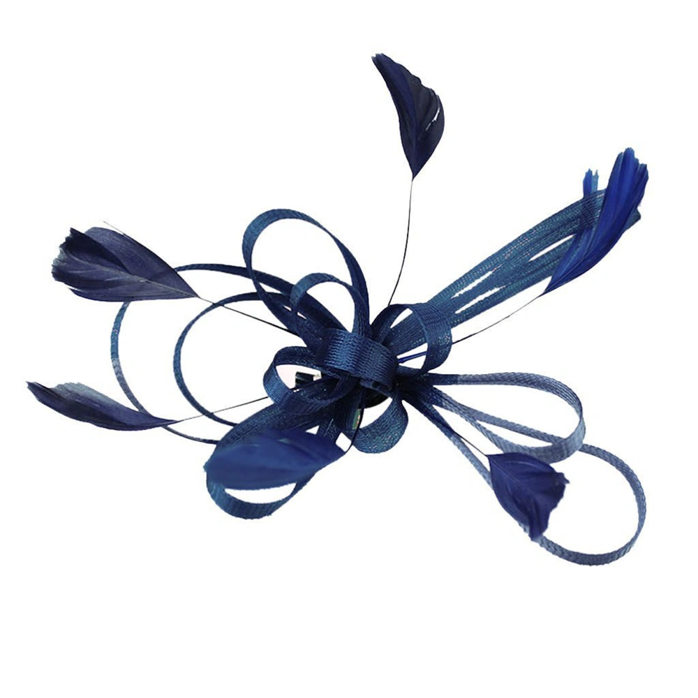 Wedding Bridal  Fascinator Hair Clip Brooch Pin Hair Accessory (Navy Blue)