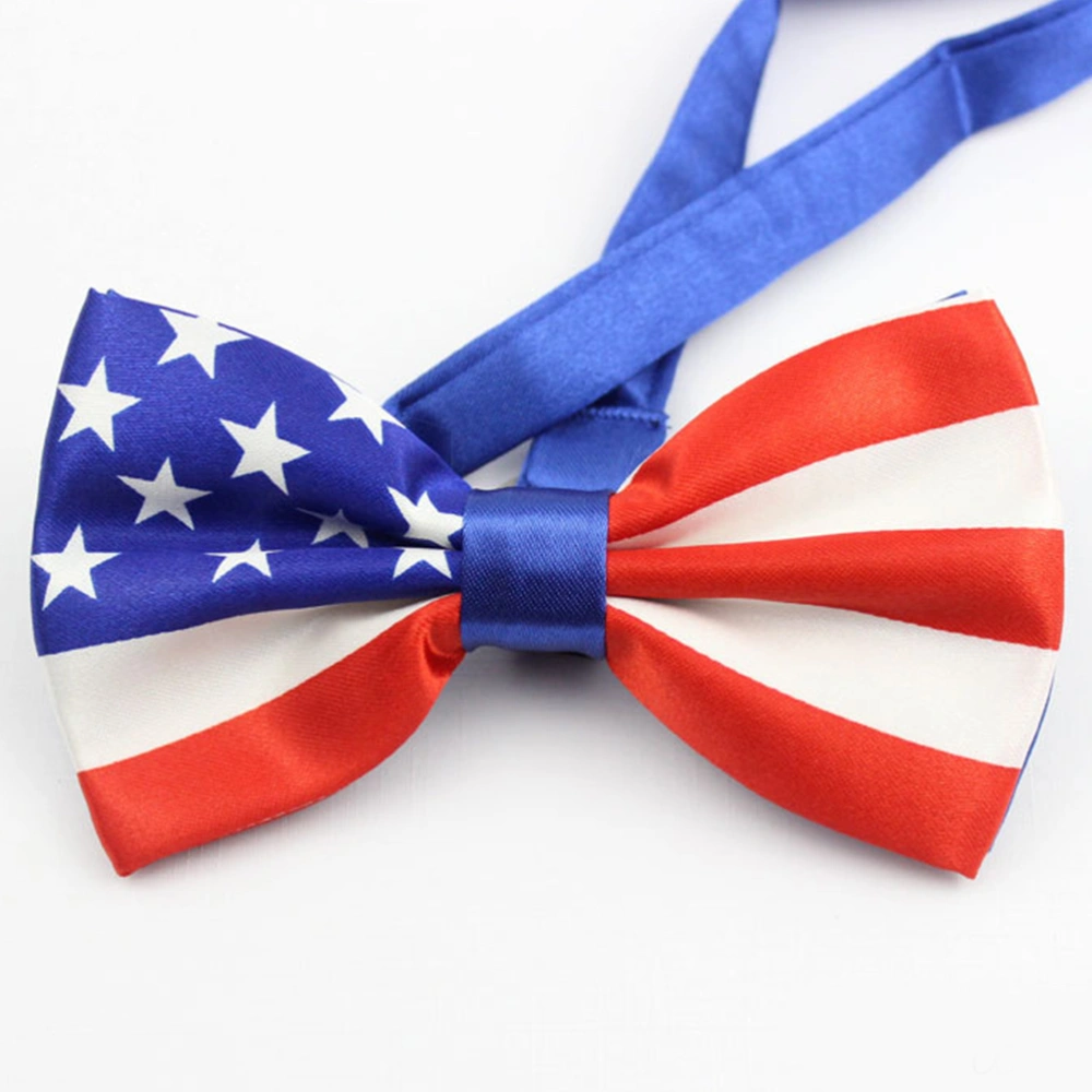 Novelty Bowtie Men Suit Fashion USA Flag Big Bow Tie Patriotic Bowknot Women Neckwear (USA)