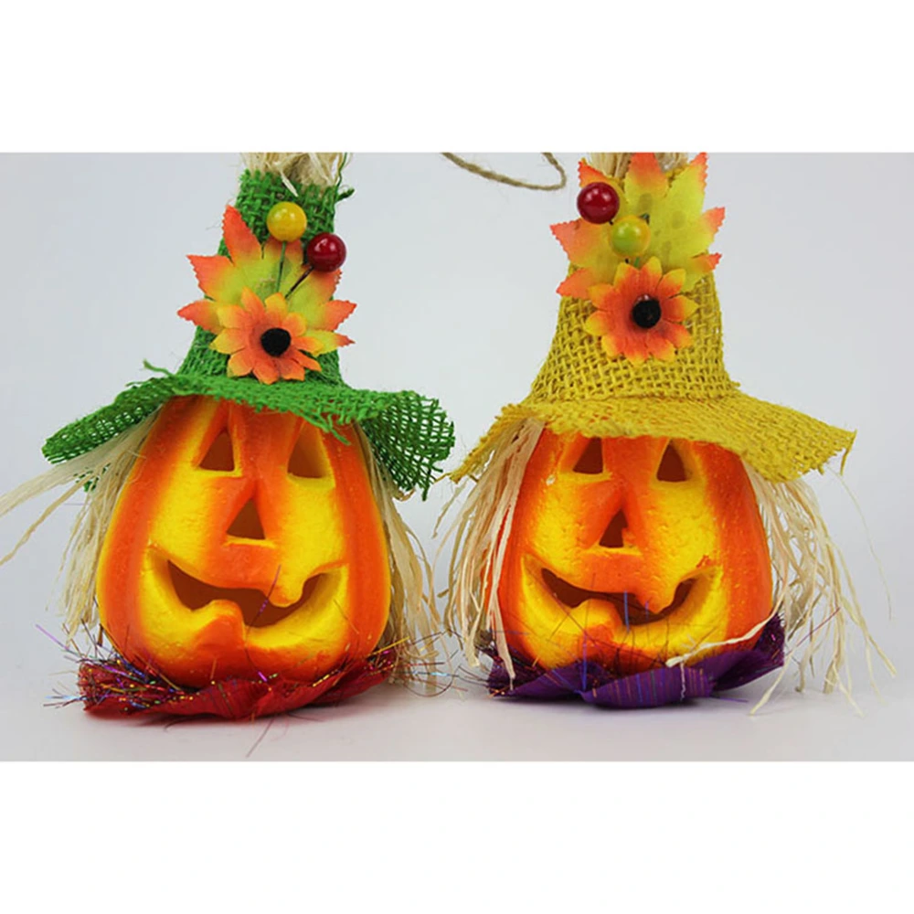 Halloween Pumpkin Scarecrow Lantern Light Happy Halloween Party Decoration (Yellow Hat)