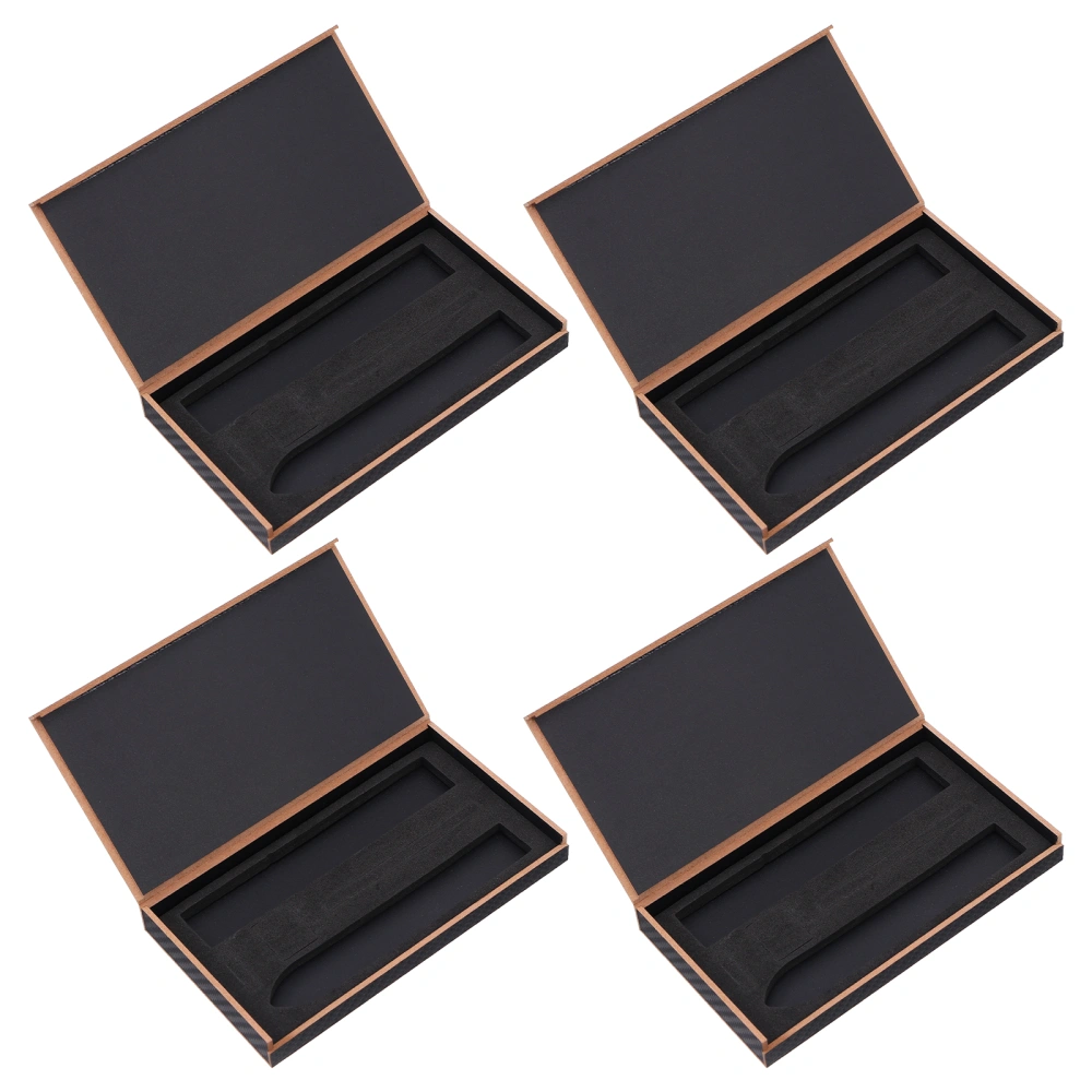 4Pcs Watch Belt Storage Boxes Household Wooden Case Watchband Containers (Black)