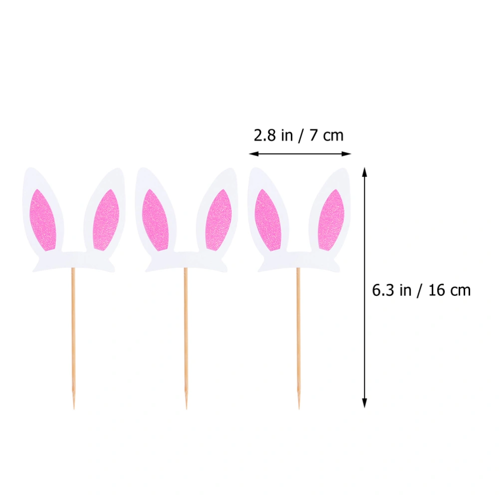 30Pcs Bunny Ear Cake Toppers Lovely Cupcake Toppers Party Cake Decorations