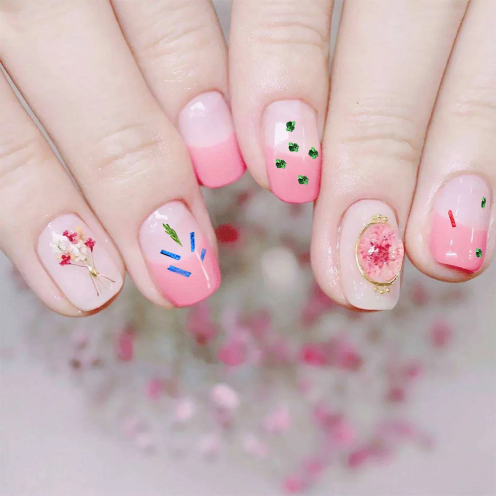 48pcs Nail Dried Flowers 3D Nail Art Sticker DIY Nail Art Design Decorations Decals Nair Art Accessories for Women Girls (A and B)