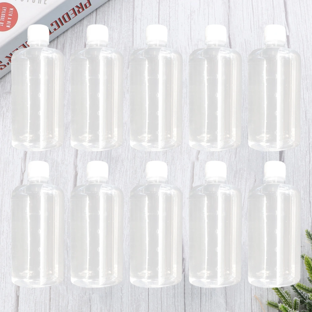 10 Pcs 500ml Empty Plastic Bottle Dispense Bottle Water Container Refillable Lotion Bottle Disinfection Water Holder for Home Kitchen Cleaning (Transparent)