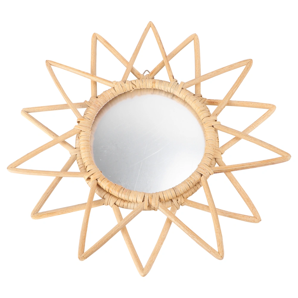 1pc Nordic Dressing Mirror Rattan Woven Decorative Mirror Artistic Mirror