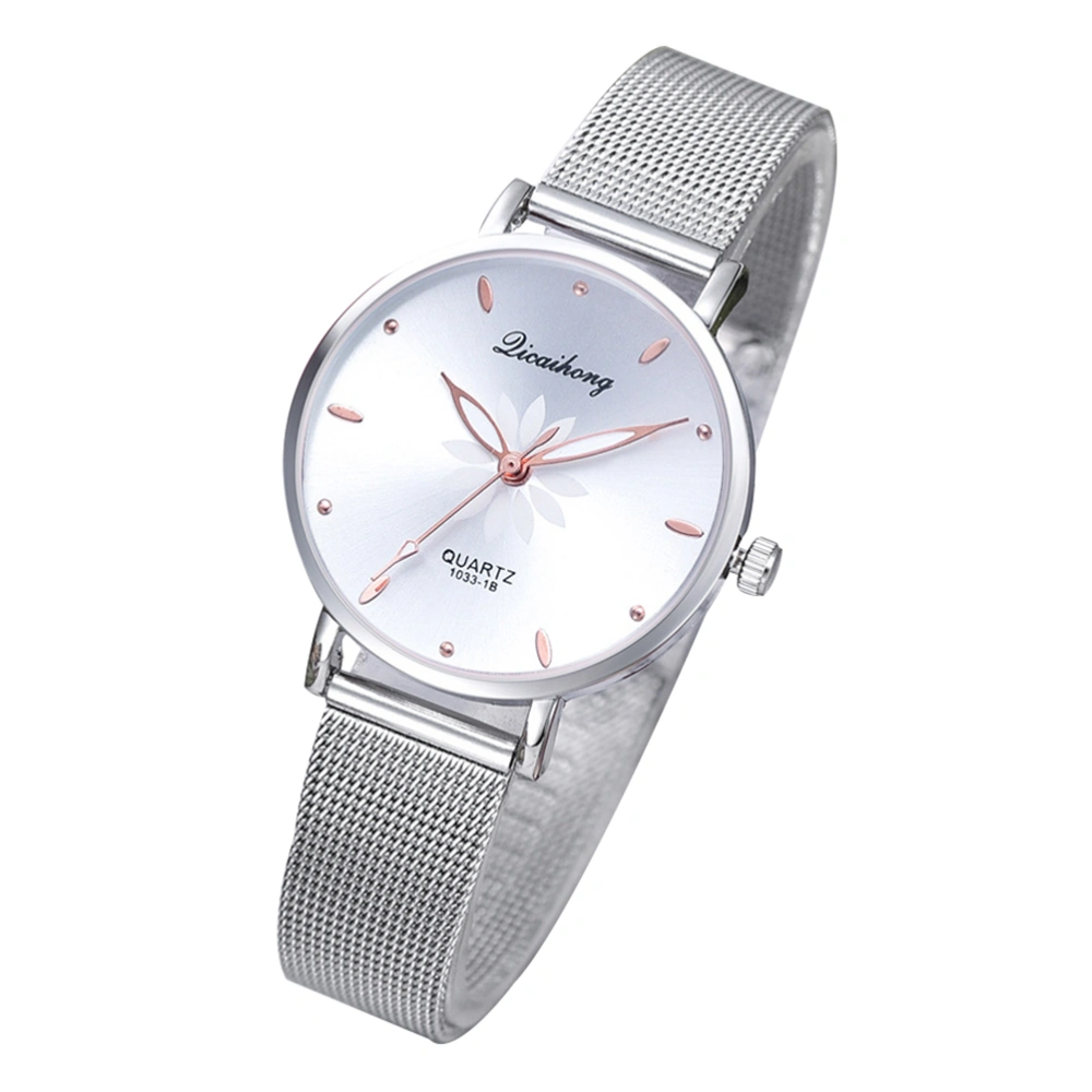 Women's Watches Luxury Dress Fashion Gorgeous Small Quartz Wristwatches Mesh Alloy Bracelet(White)