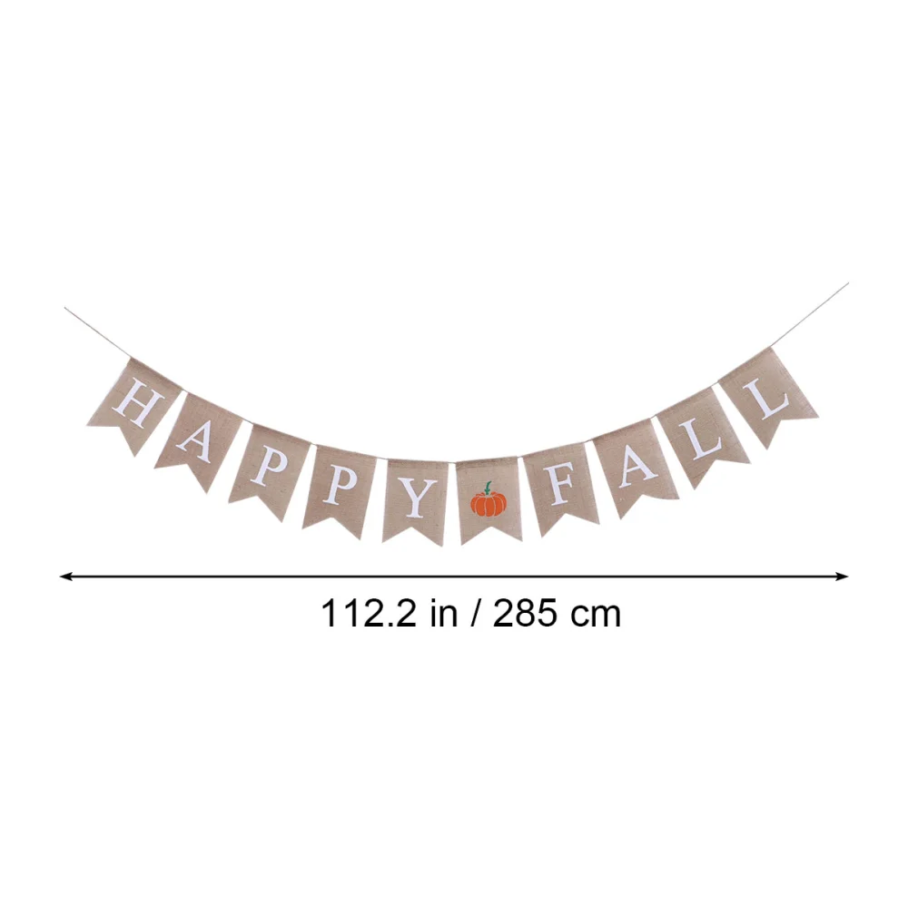 Happy Fall Letters Bunting Banner Decoration Linen Burlap Banner Swallowtail Pull Flag Party Supplies for Thanksgiving (Pumpkin)