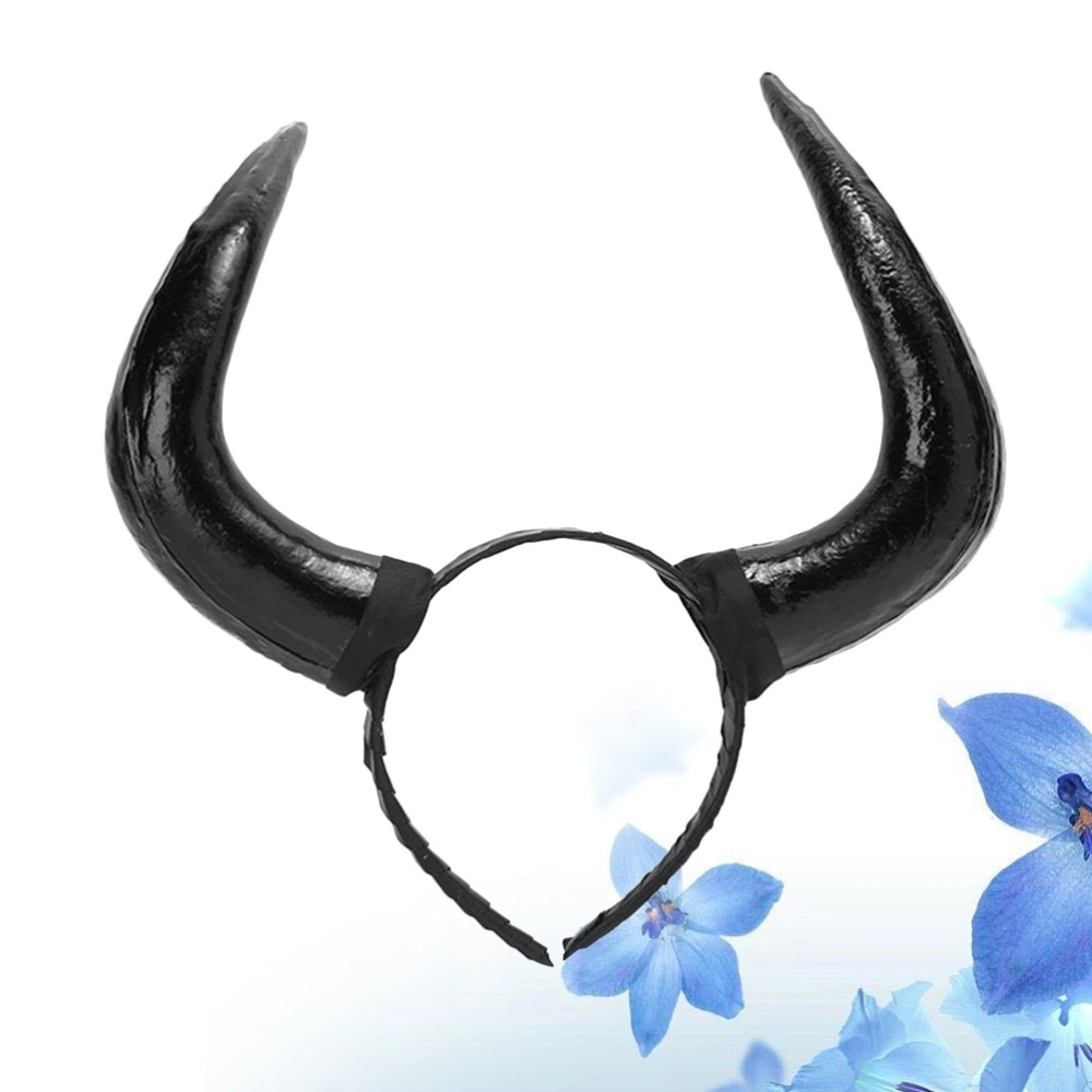 Large Black Simulation Horn Headband for Halloween Festival Dance Party Cosplay (Black)