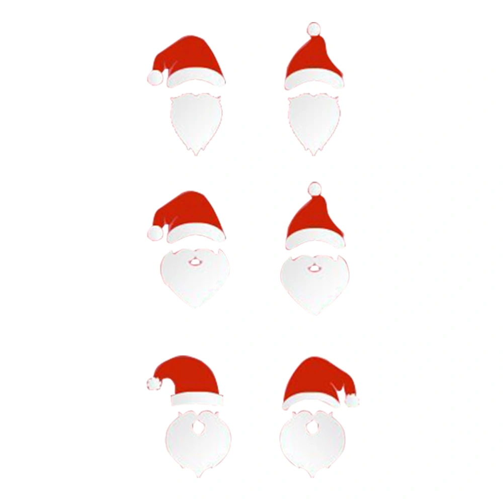 Christmas Santa Claus Stickers Self-adhesive Santa Hat and Mustache Decal for Decoration(White)