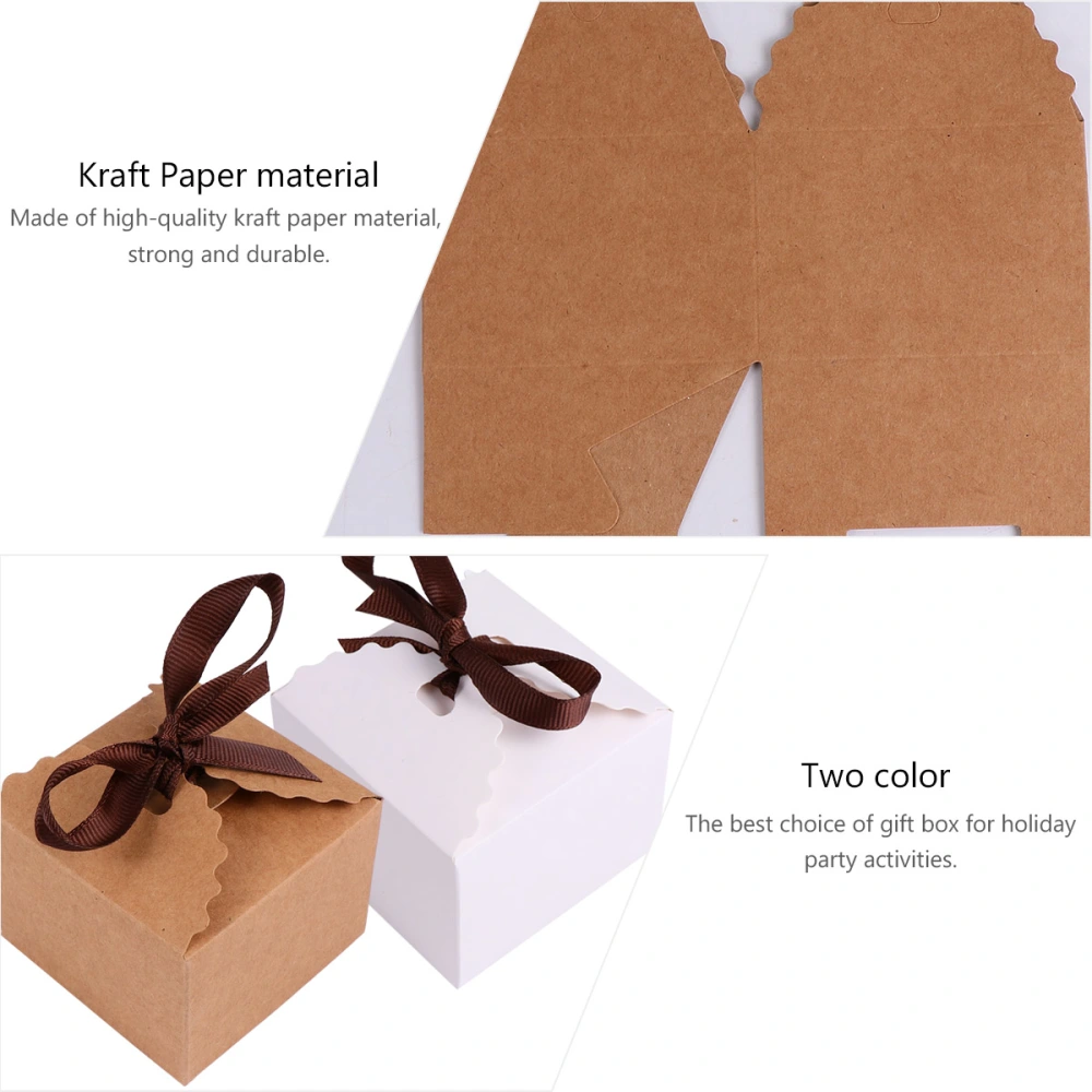 24pcs Party Gift Box Candy Holder Wavy Kraft Paper Box Baking Containing Case