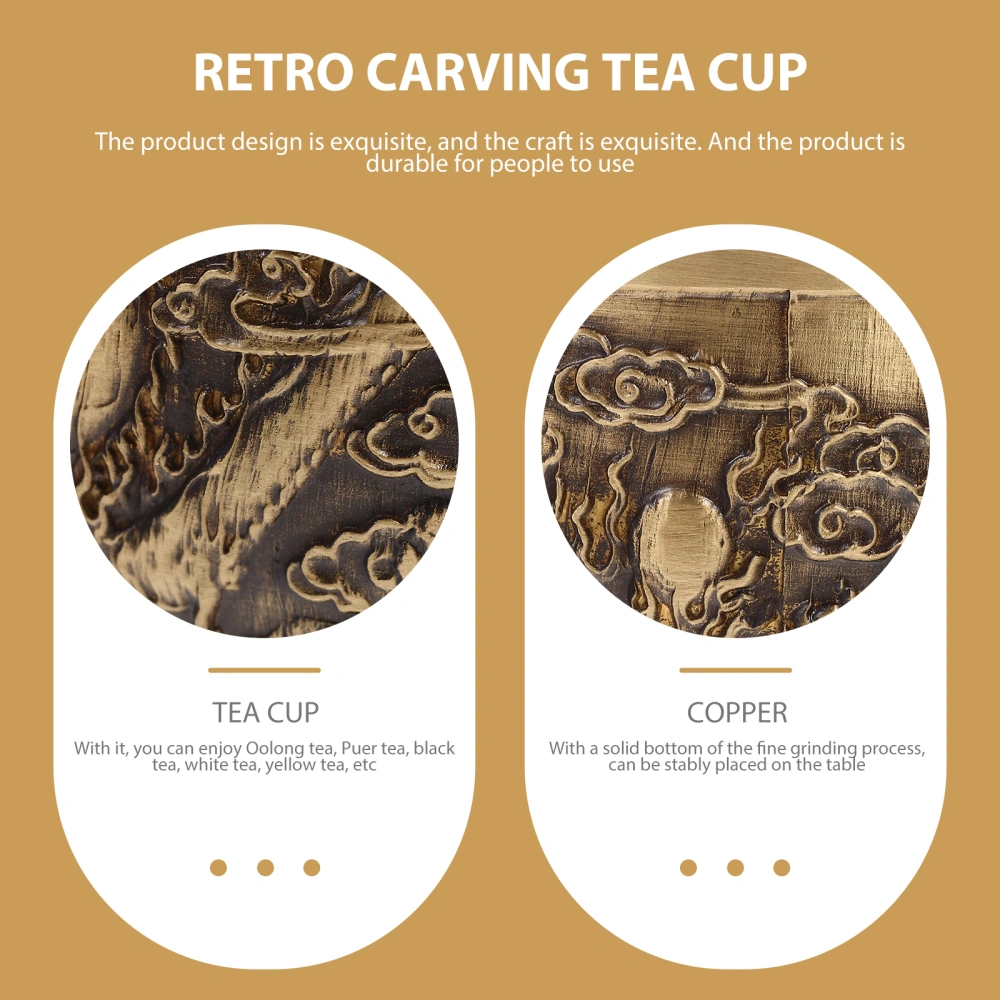 Copper Tea Cup Retro Carving Tea Cup Decorative Tea Mug Household Wine Cup