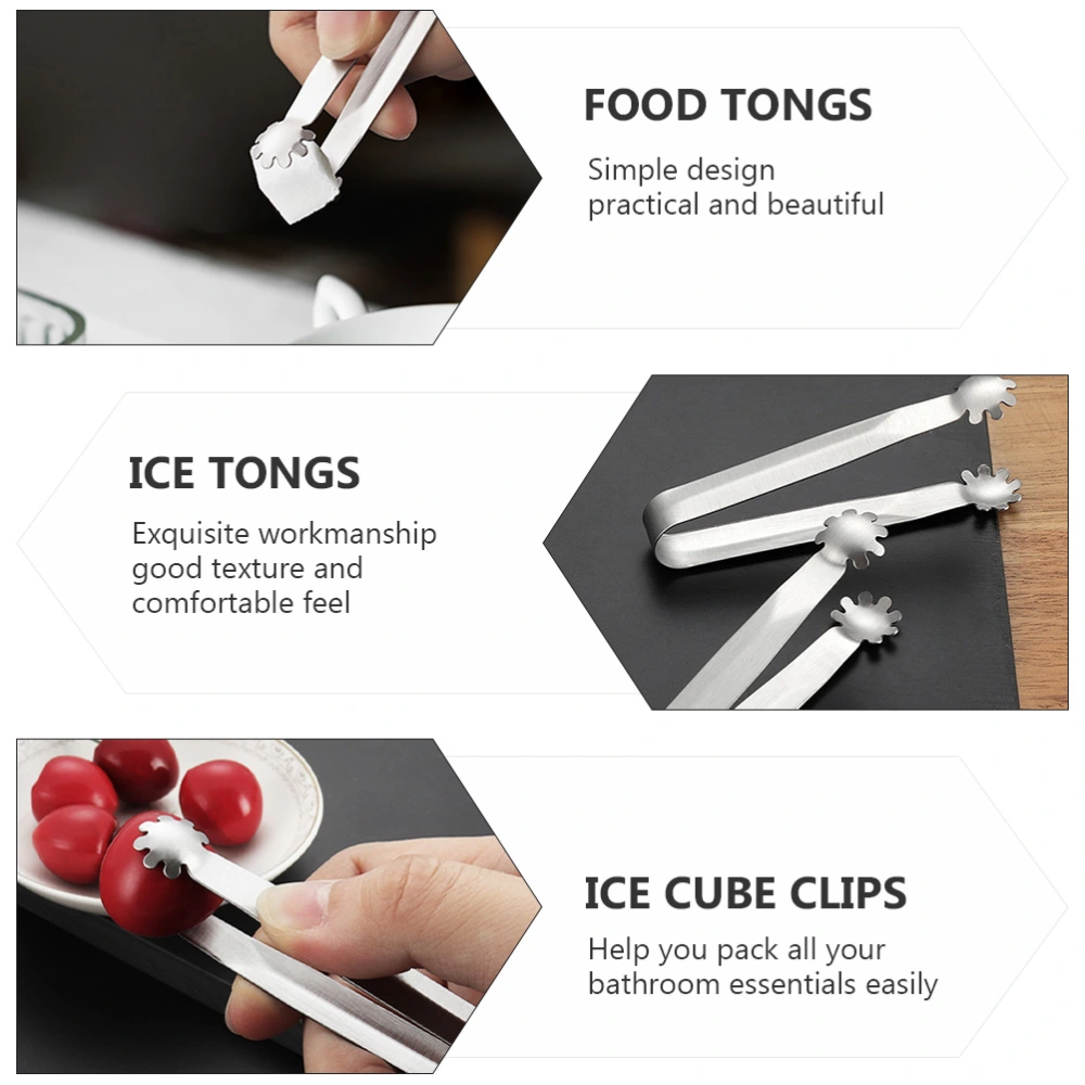 4Pcs Stainless Steel Mini Sugar Cube Clips Ice Cube Clips Coffee Tongs (Silver)