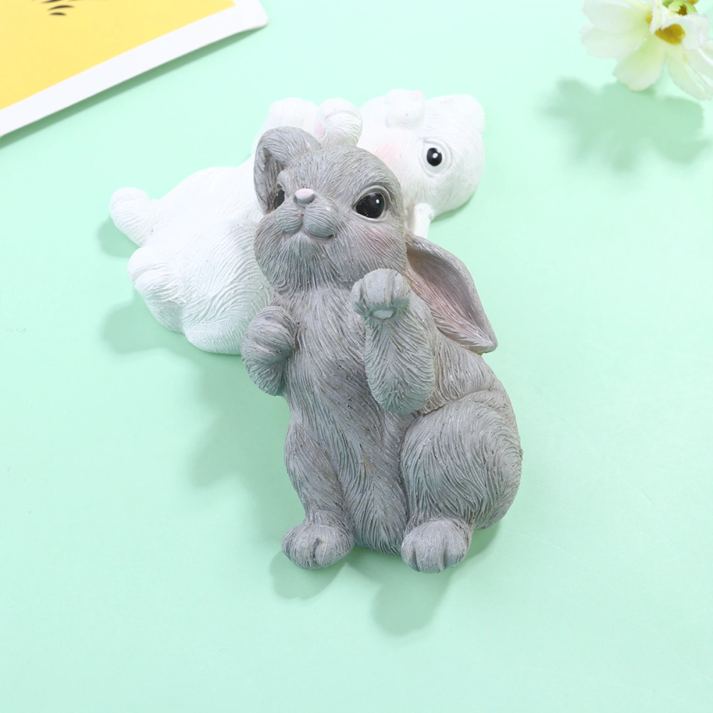 2pcs Cartoon Rabbit Seamless Sticky Hooks Wall-mounted Coat and Hat Hook for Home Office (White+Grey)