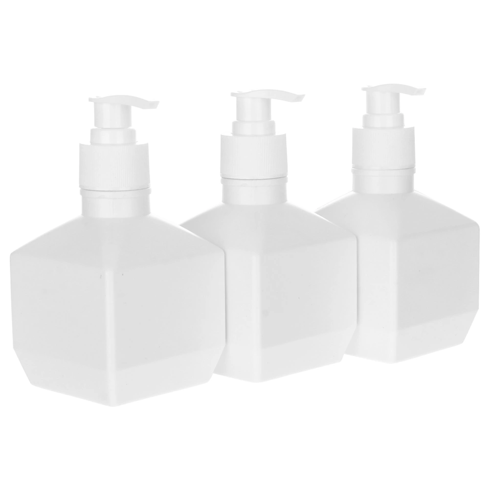 3Pcs Bathroom Nordic Style Shampoo Bottles Press Type Shower Gel Bottles (White)