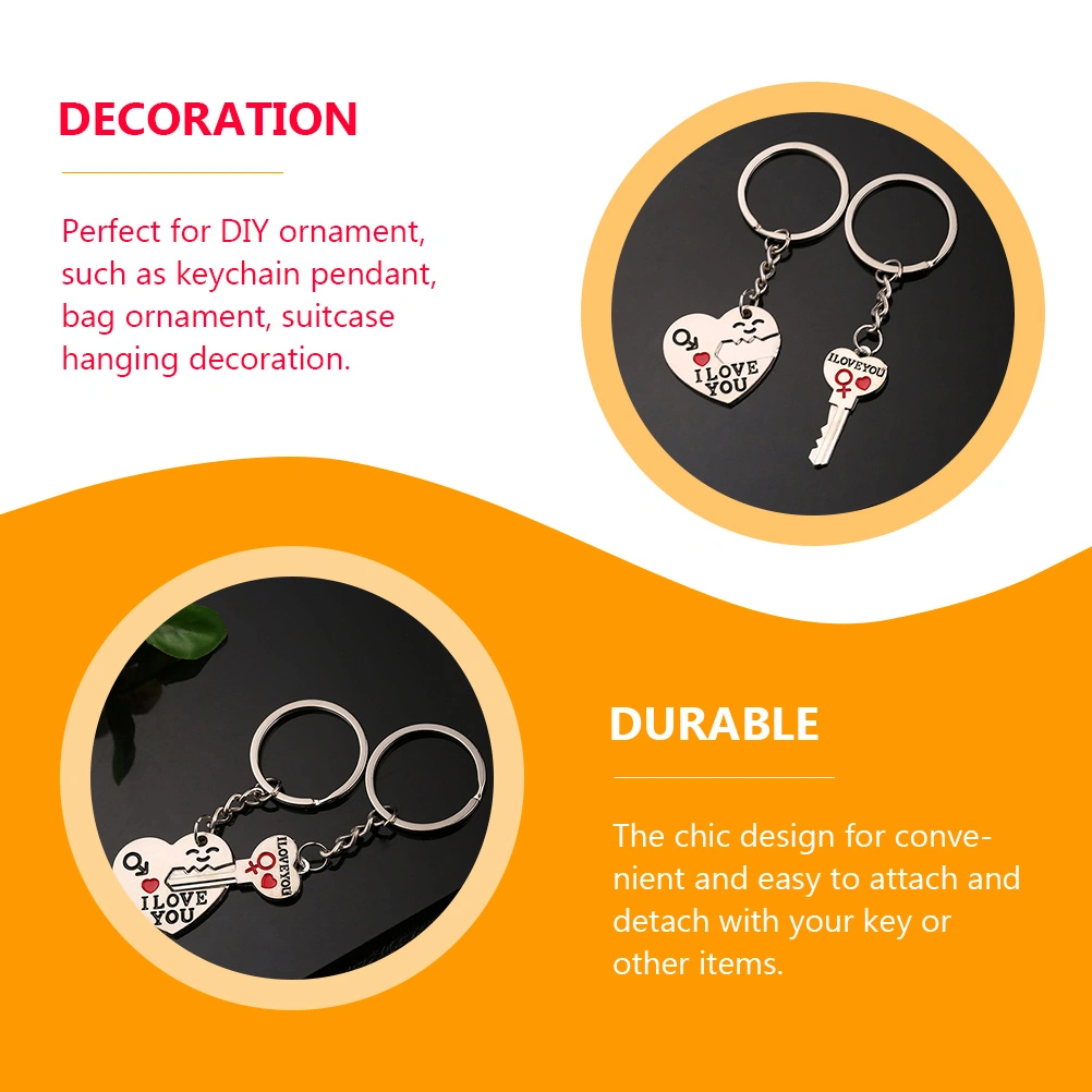 4 Pairs Valentine's Day Couple Key Chains Chic Couple Presents Lover's Day Gift Key Rings