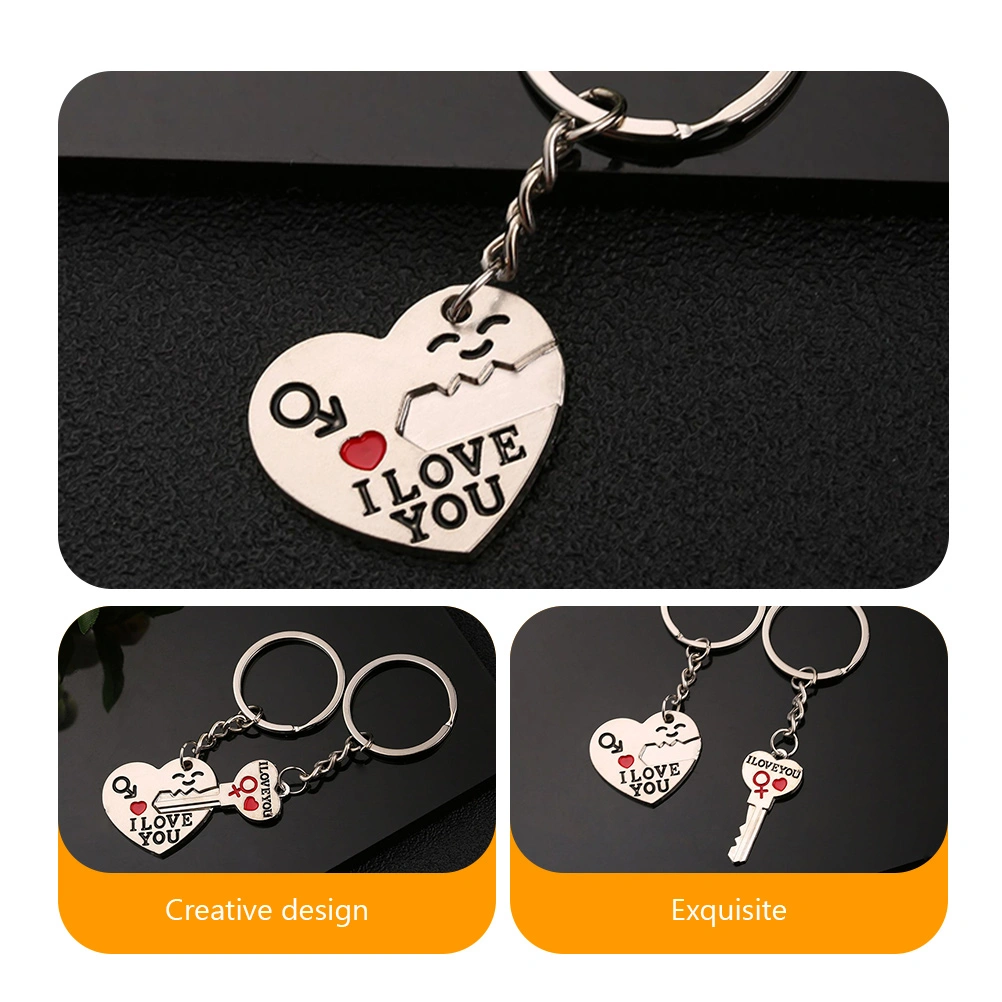 4 Pairs Valentine's Day Couple Key Chains Chic Couple Presents Lover's Day Gift Key Rings