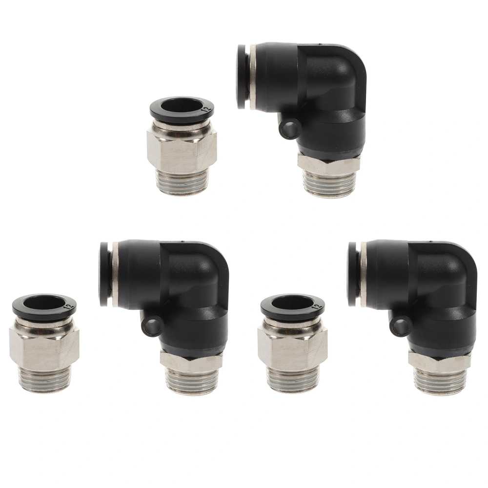 6pcs Air Line Fitting Elbow Push Connector Straight Push Connector For Tube