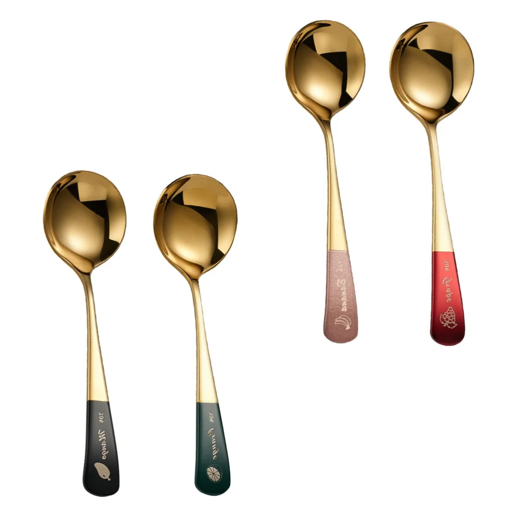 4pcs Stainless Steel Spoons Mixing Spoons Creative Coffee Spoons Fruit Spoons